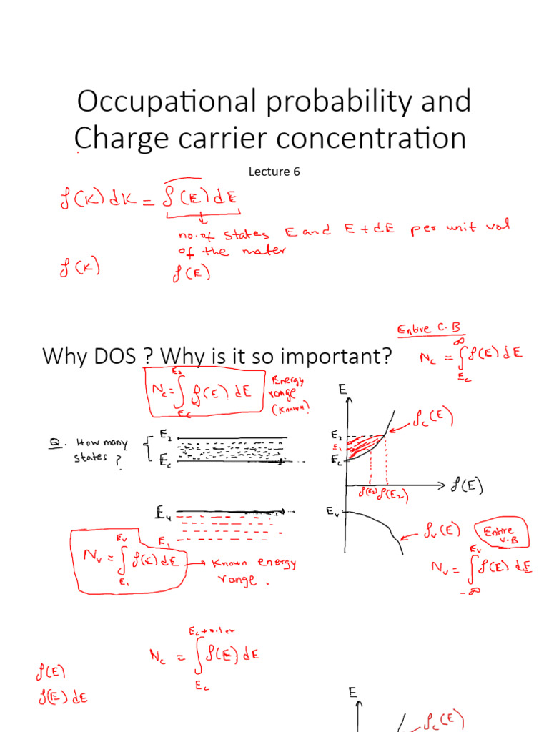 Occupational Probability and Charge Carrier Concentration Lect 6 | PDF
