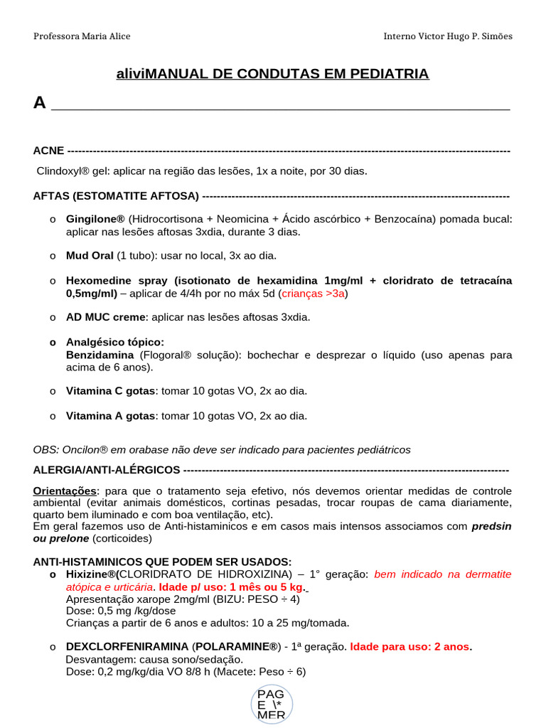 Manual de Condutas em Pediatria | PDF | Diarreia | Bronquite