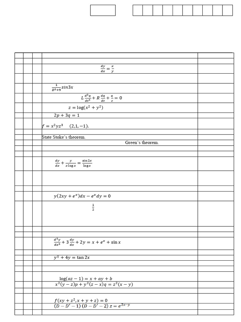 B.Tech Differential Equations Exam 2024 | PDF | Integral | Differential ...