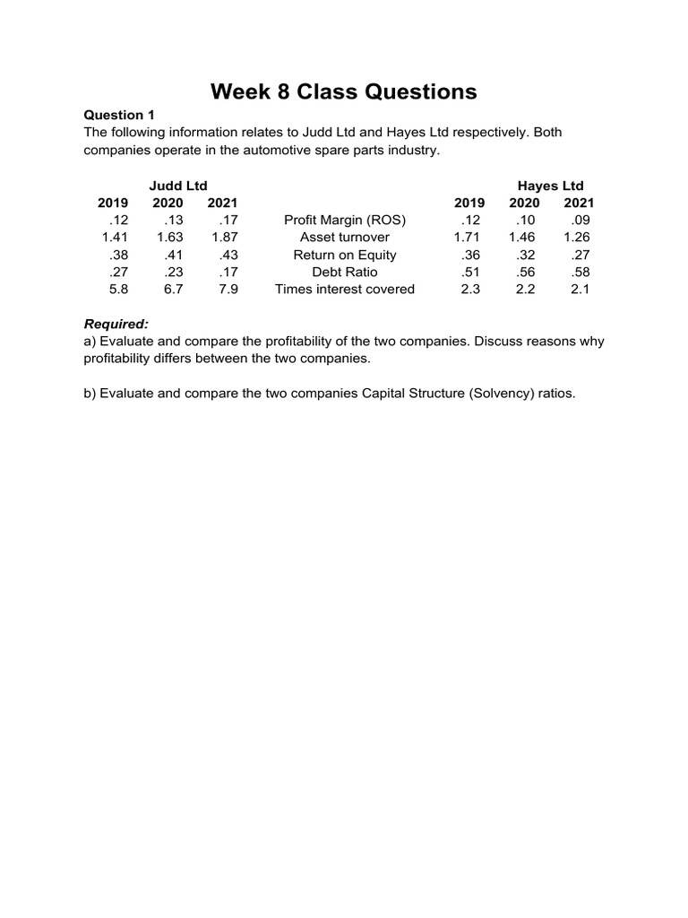 Week+8+Class+Questions+%26+Solutions | PDF | Debt | Interest