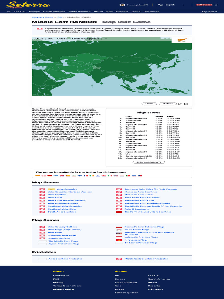 Middle East Map Quiz Overview | PDF | Asia