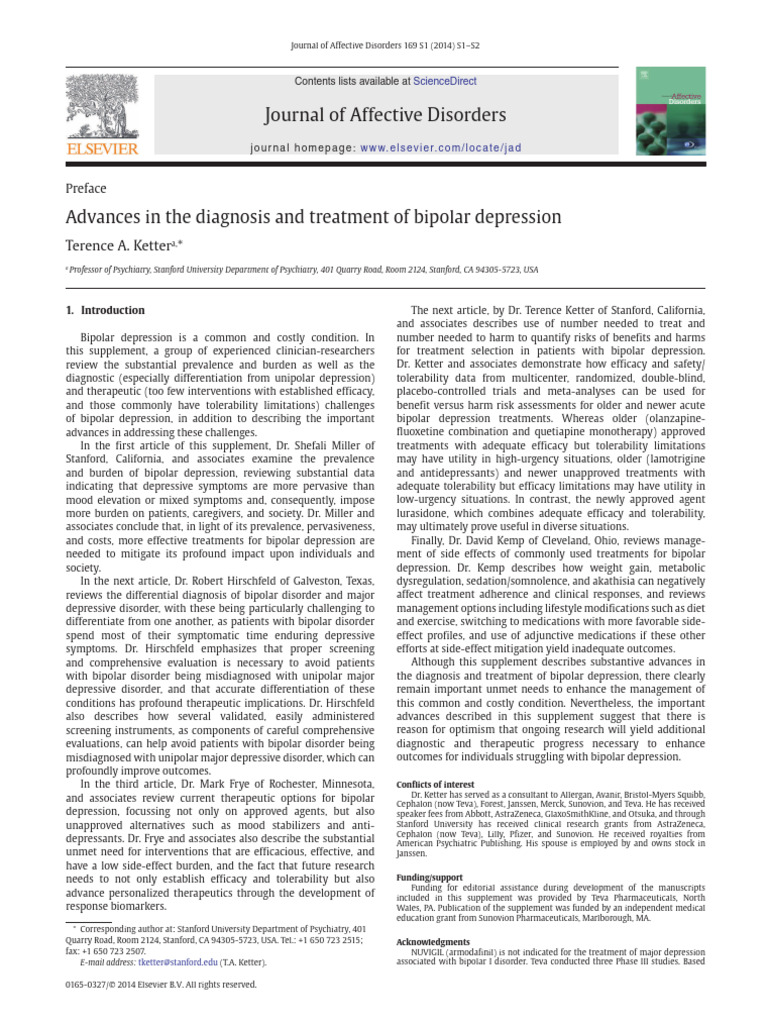 Advances in The Diagnosis and Treatment of Bipolar Depression | PDF ...