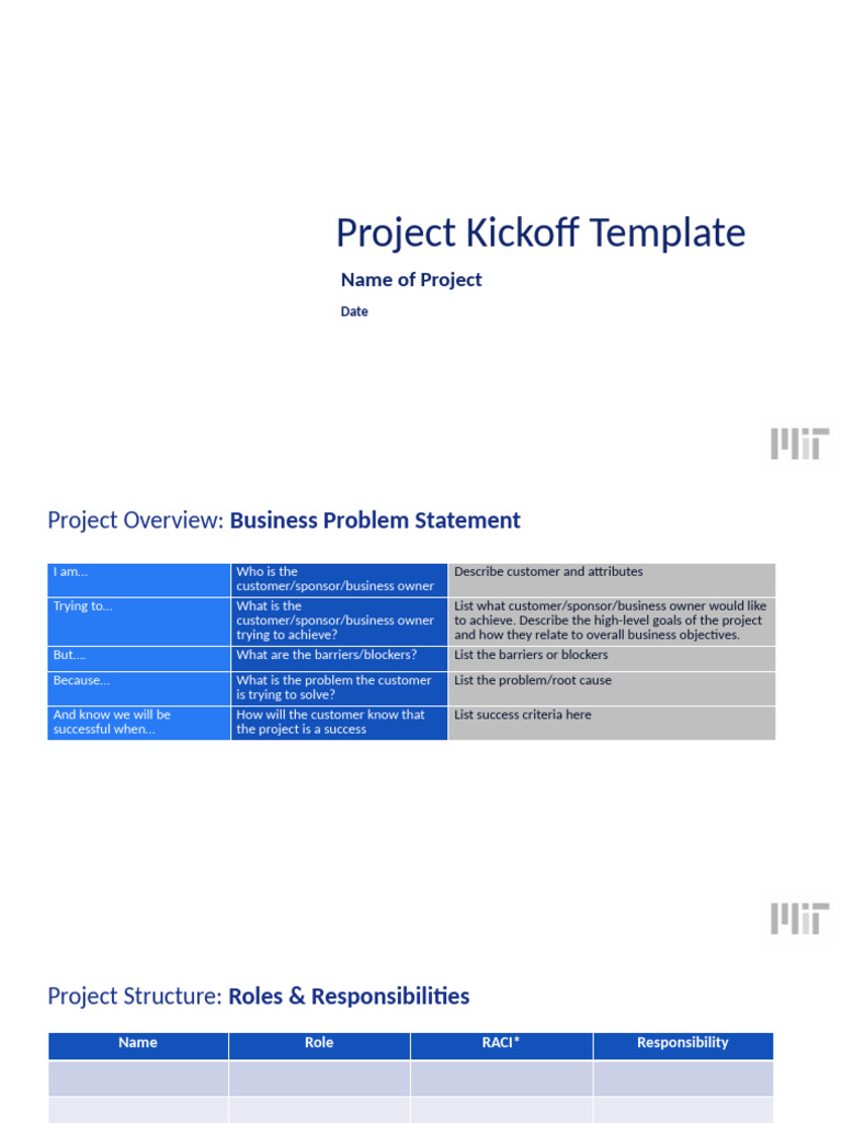 Kickoff Meeting Presentation | PDF | Communication | Risk