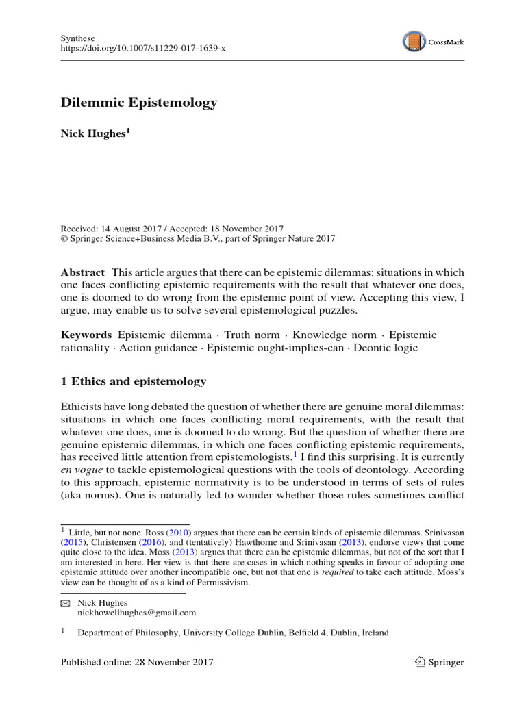 Understanding Epistemic Dilemmas | PDF | Epistemology | Rationality