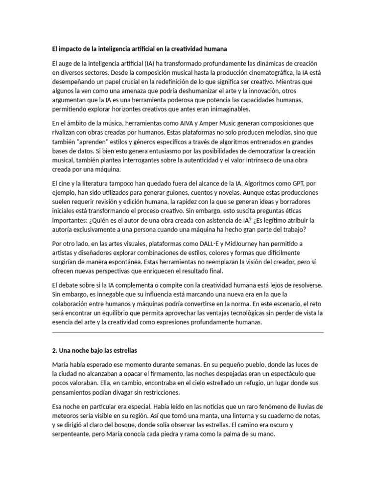 El Impacto de La Inteligencia Artificial en La Creatividad Humana | PDF ...