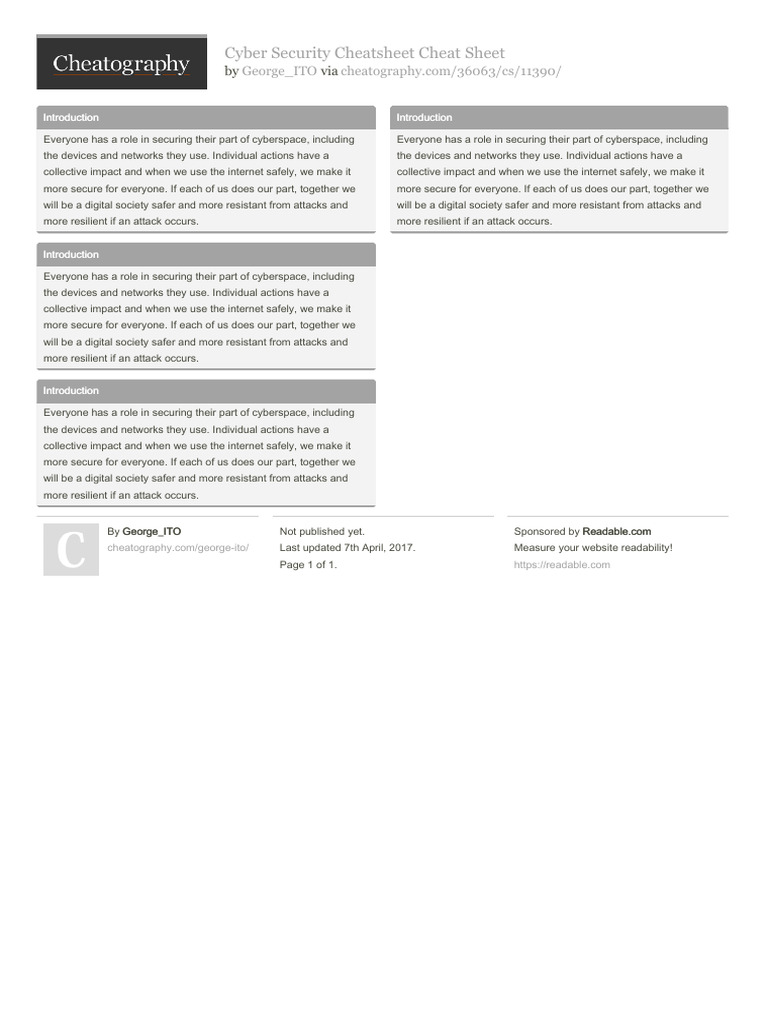 George Ito - Cyber Security Cheatsheet | PDF