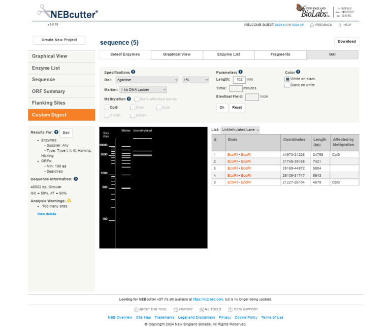 NEBcutter 3.0 | PDF | Gel Electrophoresis | Biology
