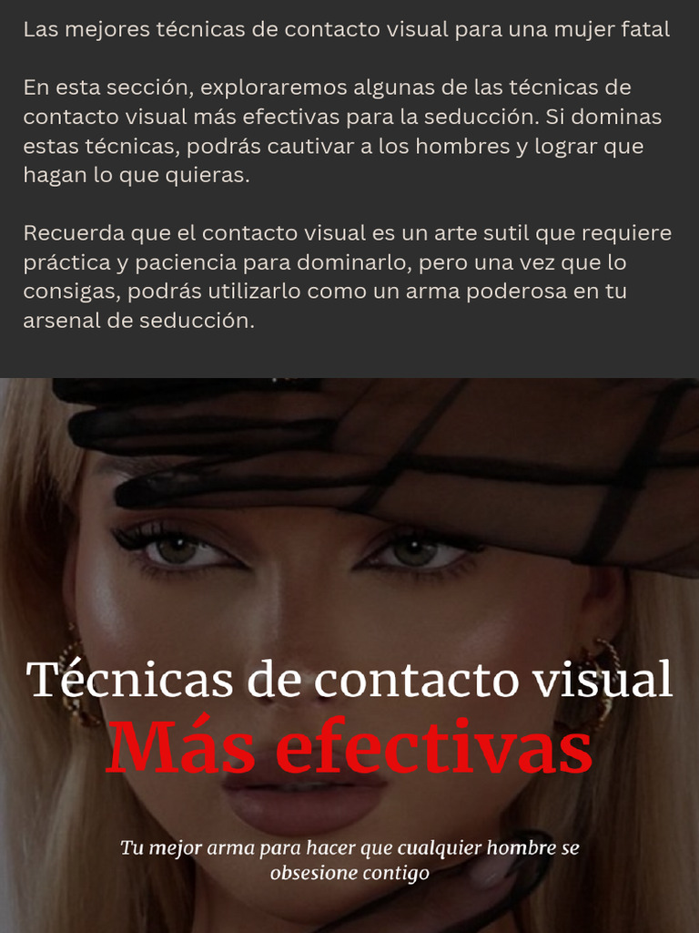 Técnicas de Contacto Visual Seductoras | PDF | Sicología | Cara