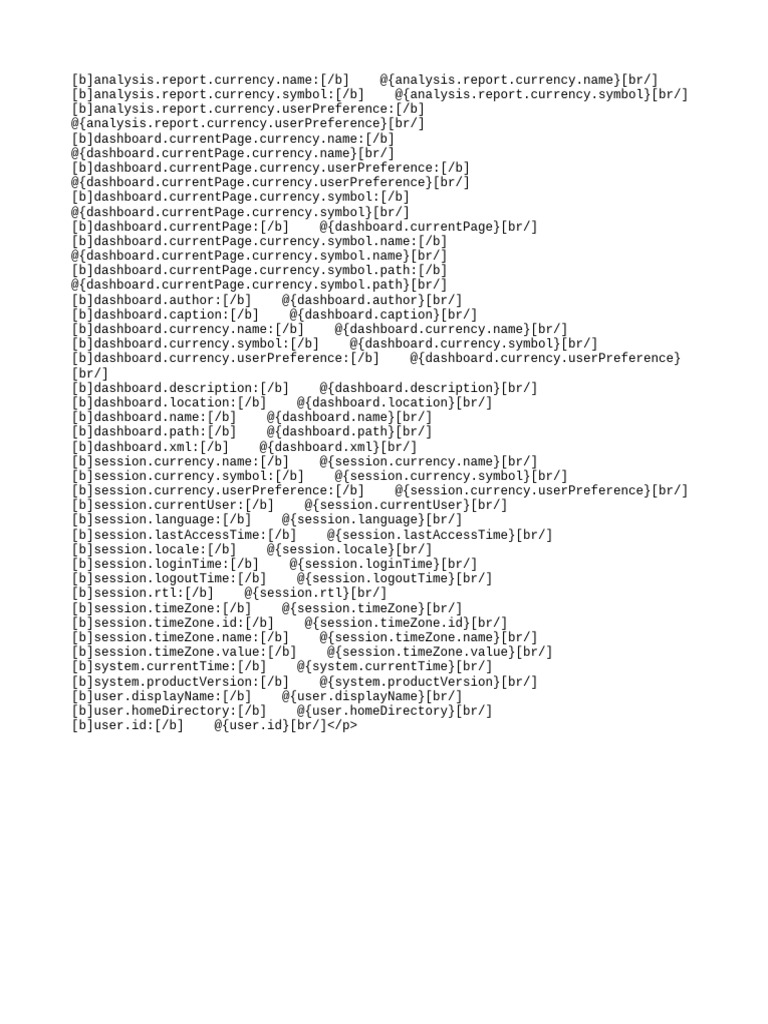 Variables de sesion otbi en html pdf
