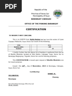 Barangay Certification Sample Template | PDF