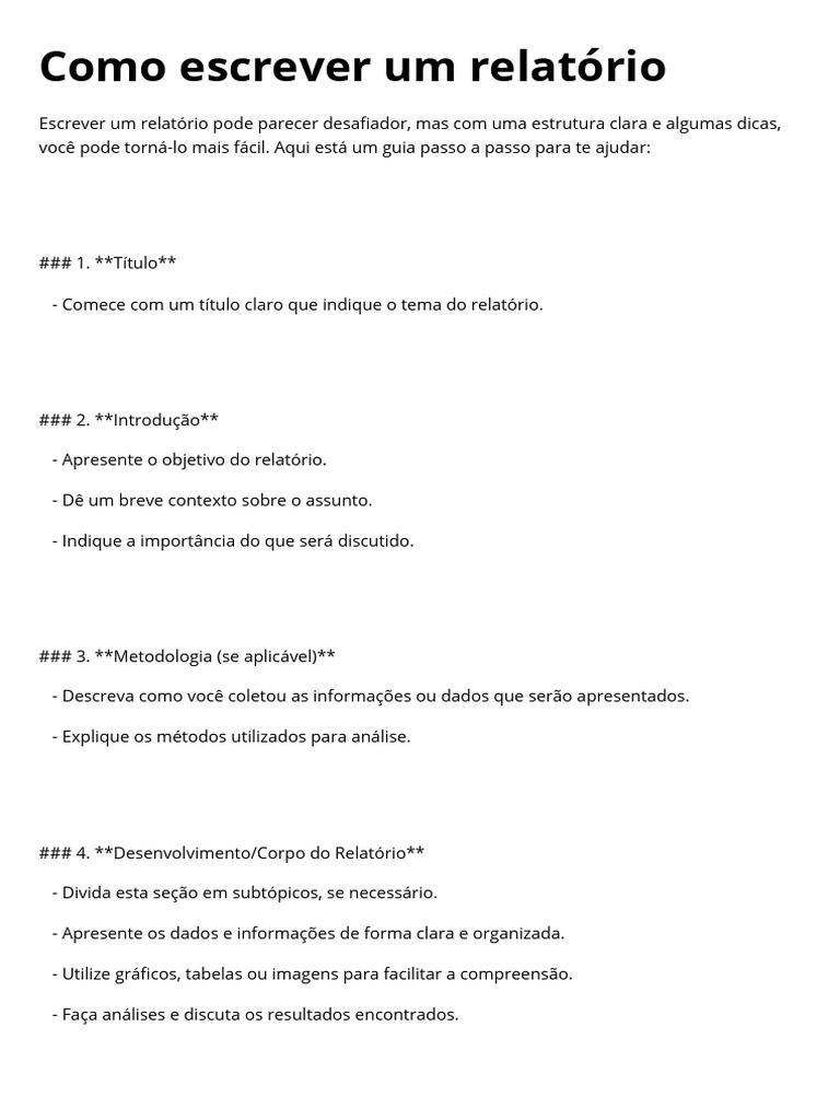 Guia Prático para Escrever Relatórios | PDF