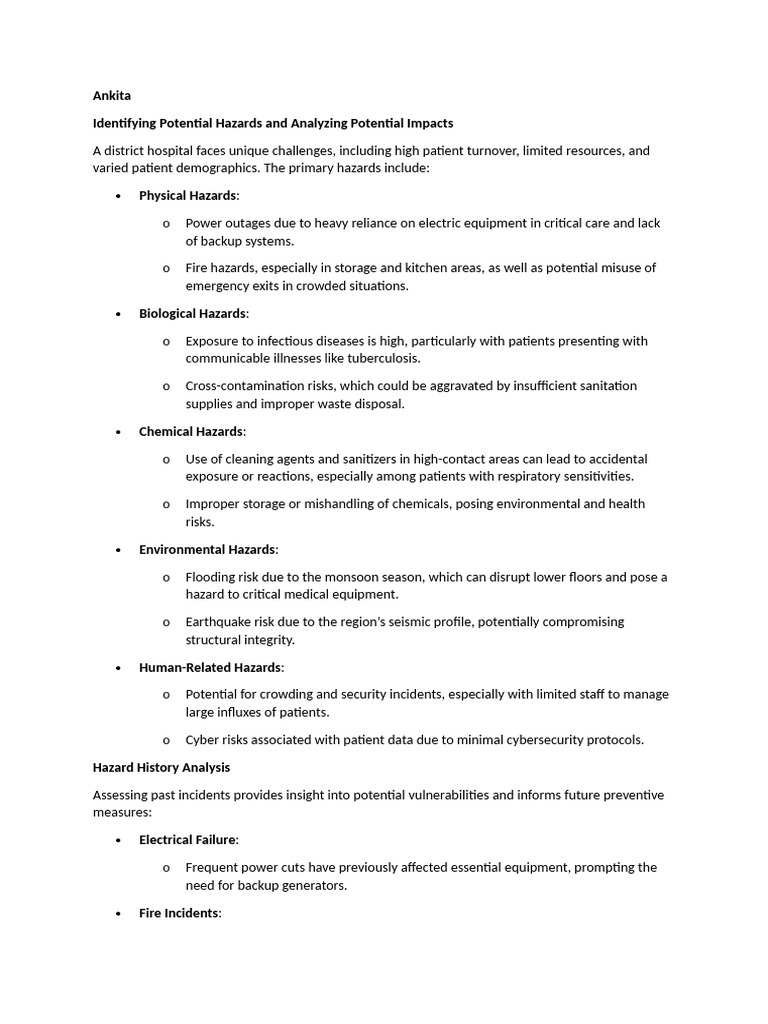 Hospital Hazard Analysis and Control Measures | PDF | Hazards ...