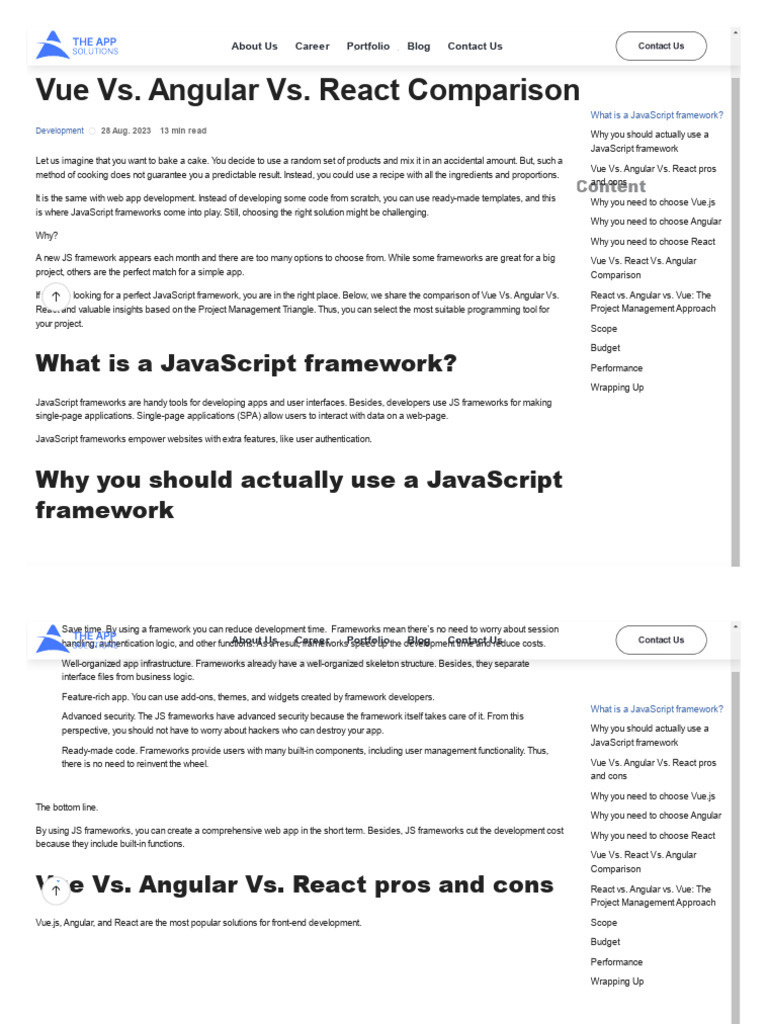 Vue vs. Angular vs. React: A Comparison | PDF | Mobile App | Java Script