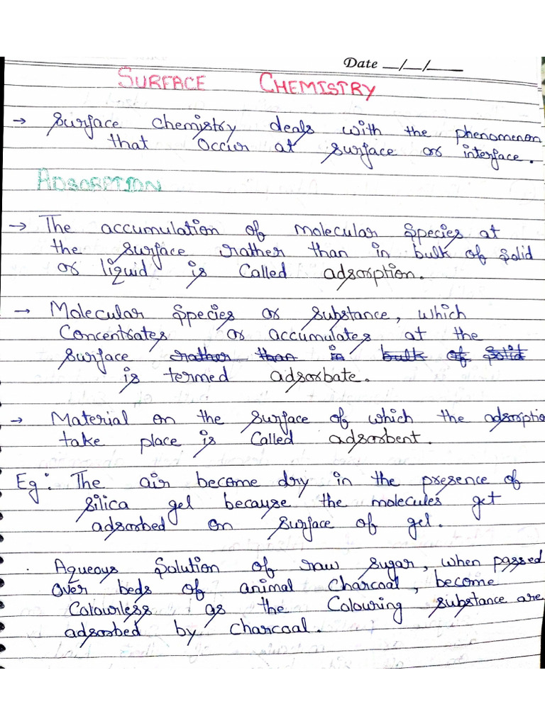 Surface Chemistry Pdf