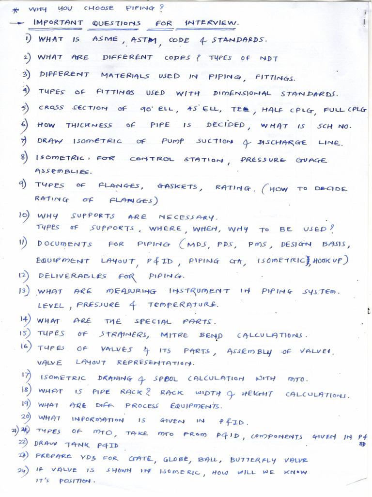 Piping Engineering Interview Question 153 | PDF