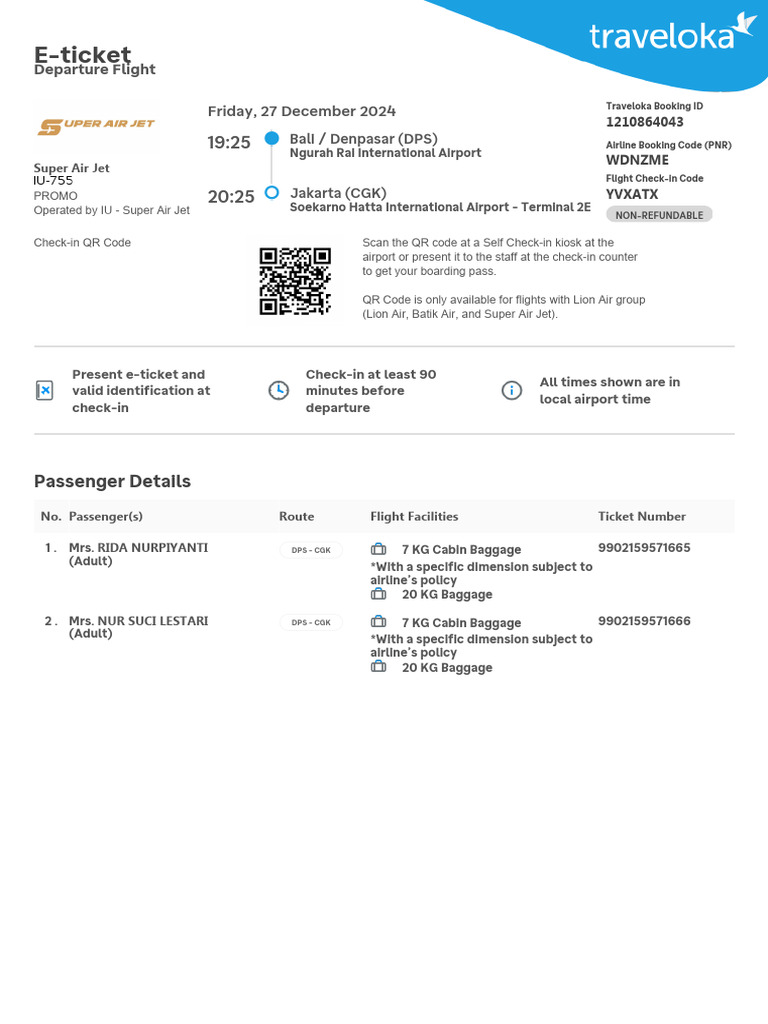 FLIGHT#1-Khilda Amaliyah-DPS-YVXATX-CGK-FLIGHT - ORIGINATING | PDF ...