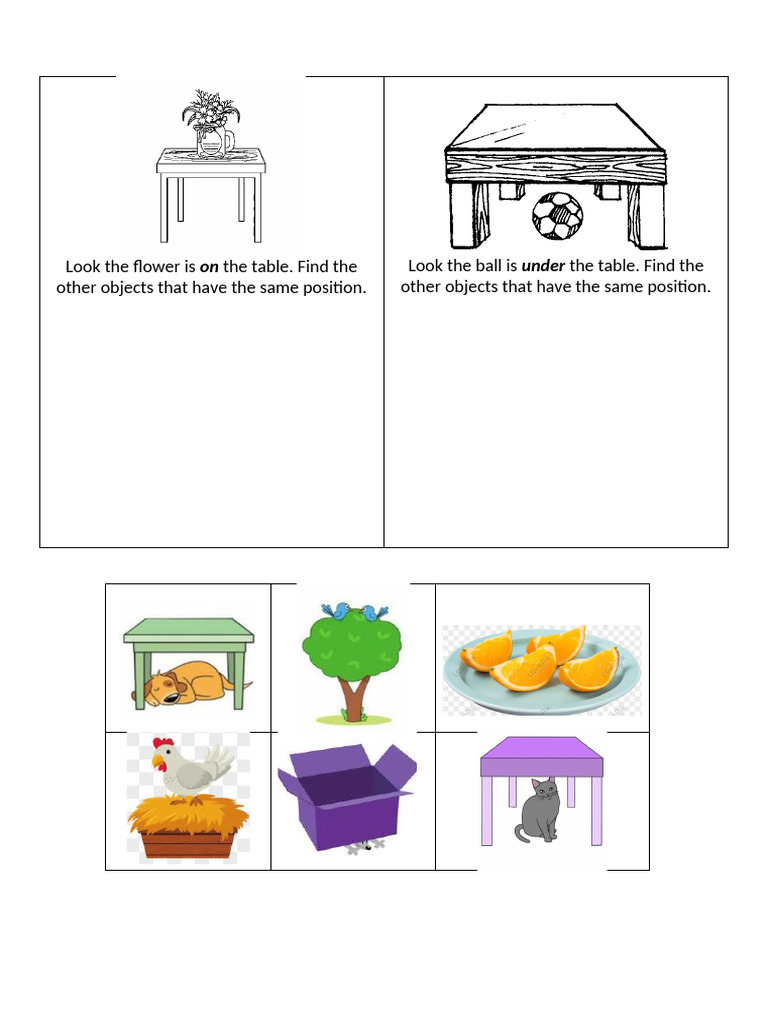 Object Positioning and Coloring Activities | PDF