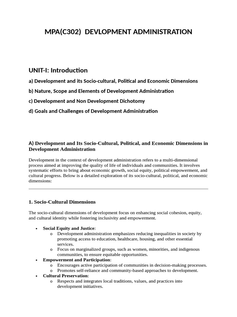 Mpa (C) 302 Devlopmentadministration | PDF | Sustainability ...