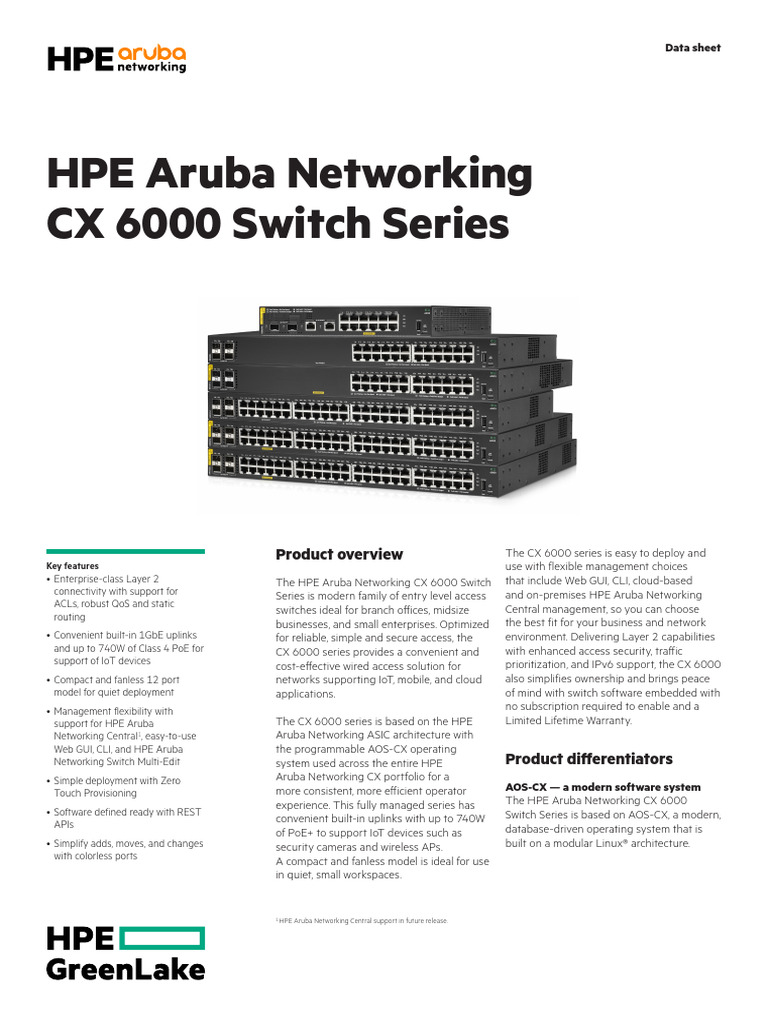 HPE Aruba Networking CX 6000 Switch Series-A00112996enw | PDF | I Pv6 ...