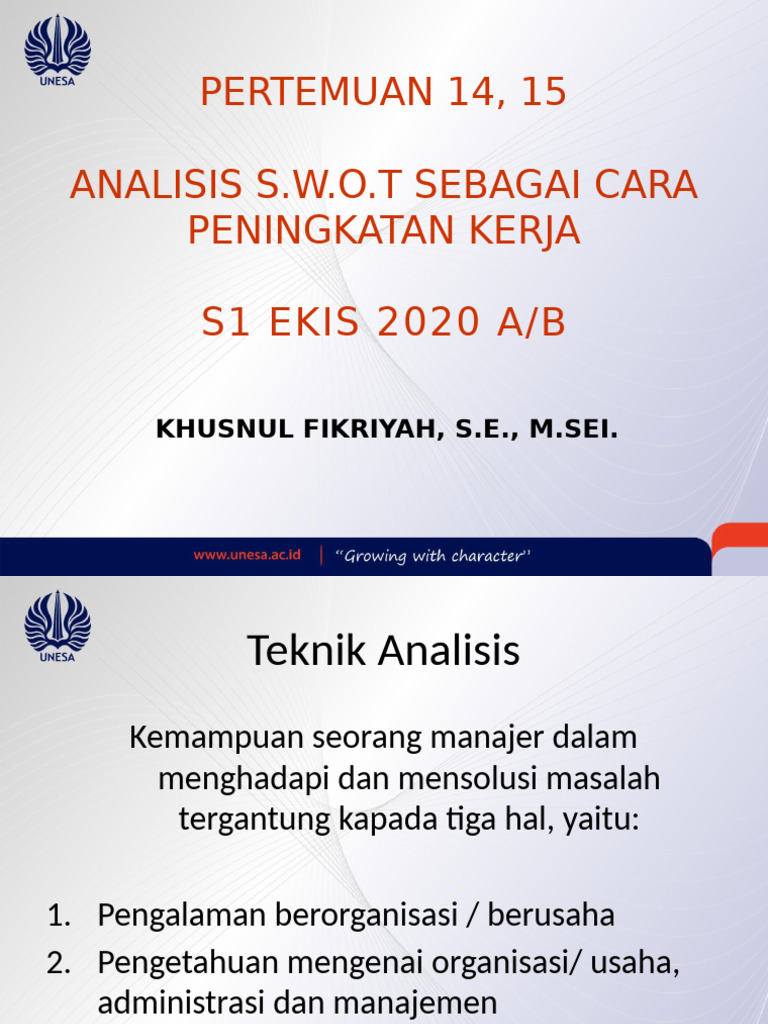 Metode Swot Dalam Kajian Lingkungan | PDF