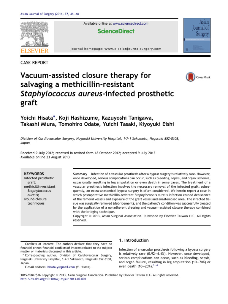 Vacuum Assisted Closure Therapy For Salvaging A Methicillin 2014 Asian ...