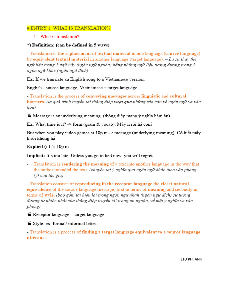 Understanding Translation Basics | PDF | Translations | Adjective