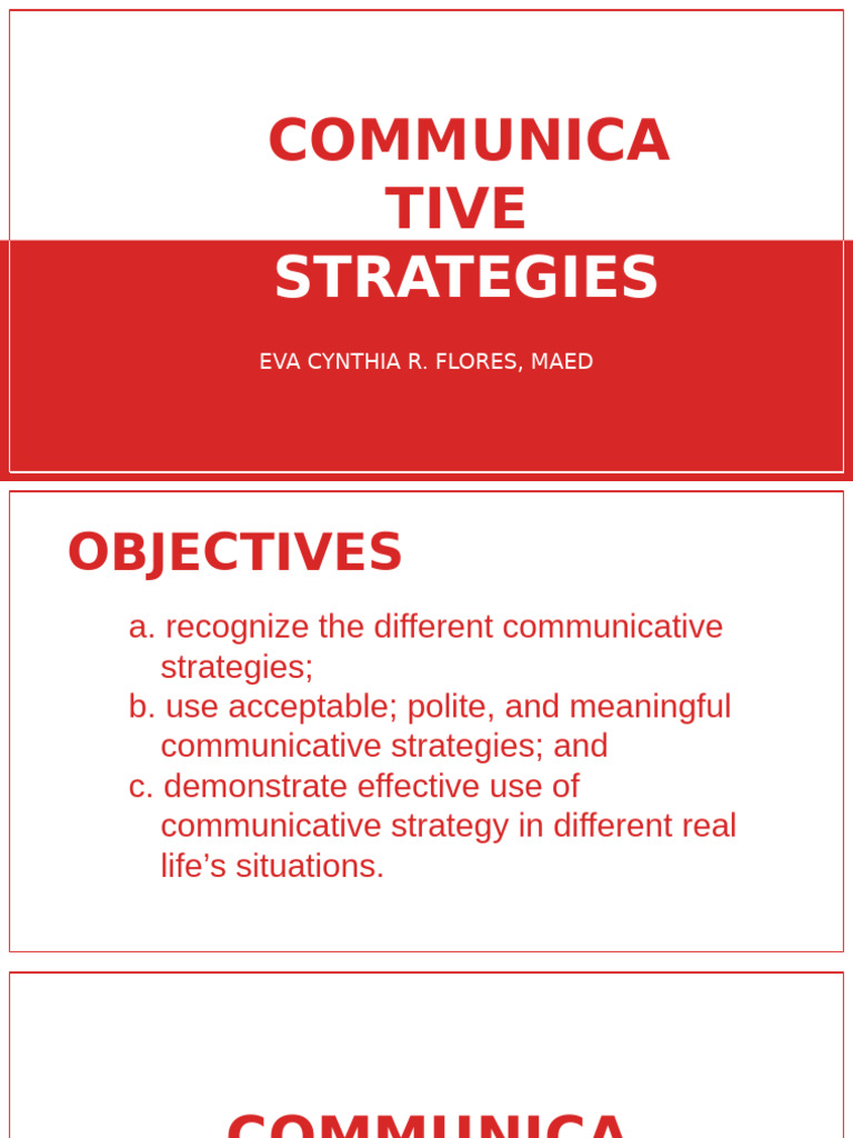 Effective Communicative Strategies Guide | PDF | Conversation | Human ...