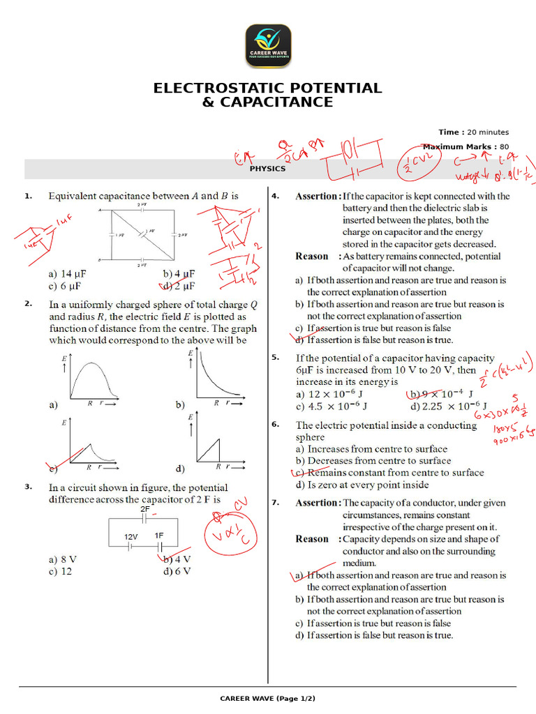 Capacitance and Potential | PDF