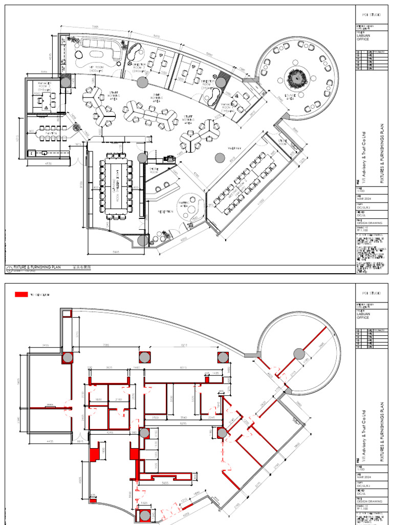 Labuan Office - Furniture Layout Plan - Demolition Plan - Wall Setting ...