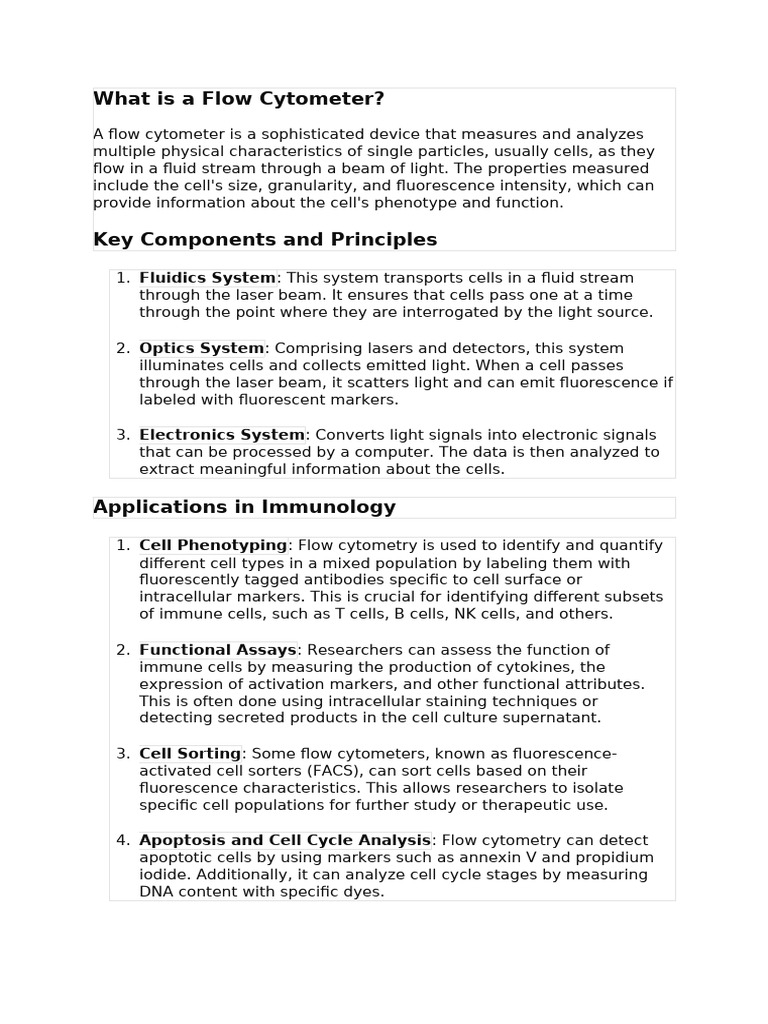 Flow Cytometry in Immunology | PDF | Flow Cytometry | Clinical Medicine
