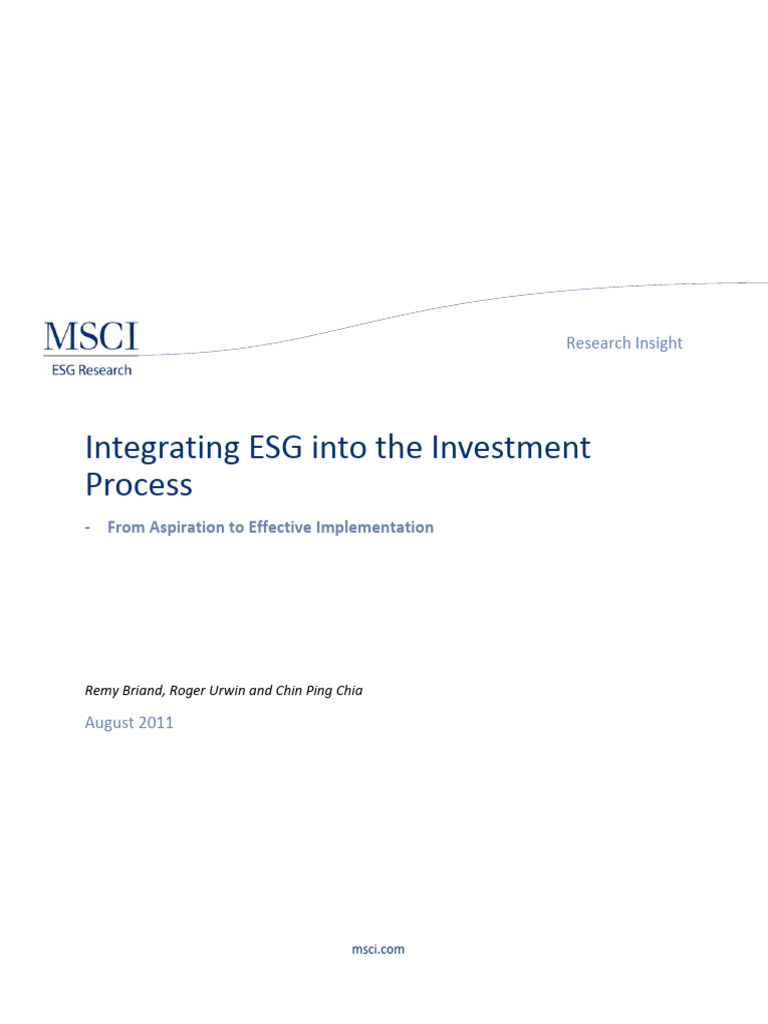Integrating ESG Into The Investment Process Aug 2011 | PDF | Investing ...