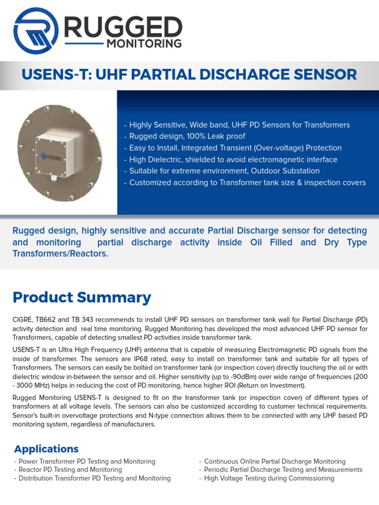 UHF PD Sensor for Transformer Monitoring | PDF | Transformer ...