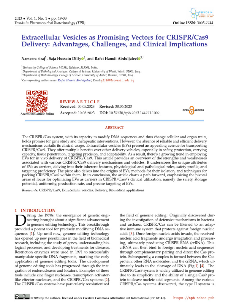 TPB Volume+1 Issue+1 Pages+19-33. | PDF | Crispr | Genetics