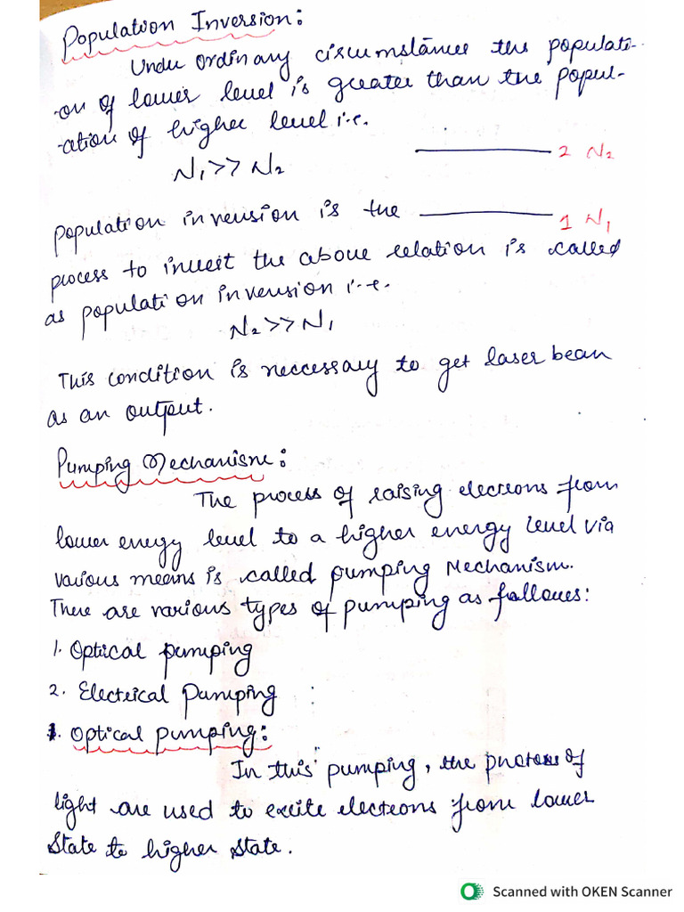 Population Inversion & Components of Laser | PDF