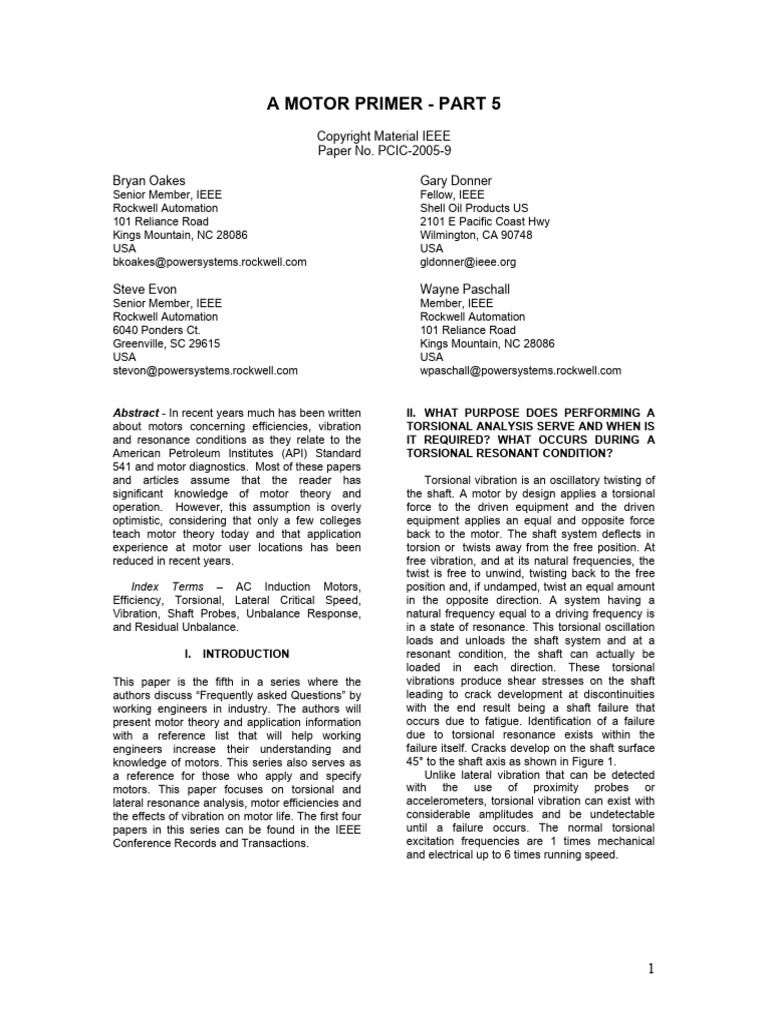 A Motor Primer - Part 5 | PDF | Electric Motor | Resonance