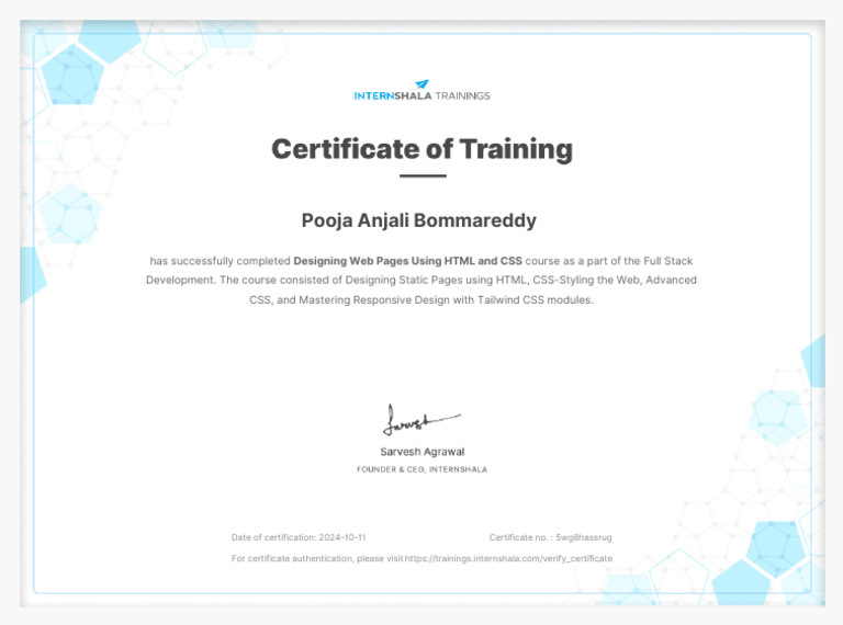 Designing Web Pages Using HTML and CSS Training - Certificate of ...