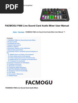 f998 Live Sound Card Audio Mixer Manual | PDF | Battery Charger