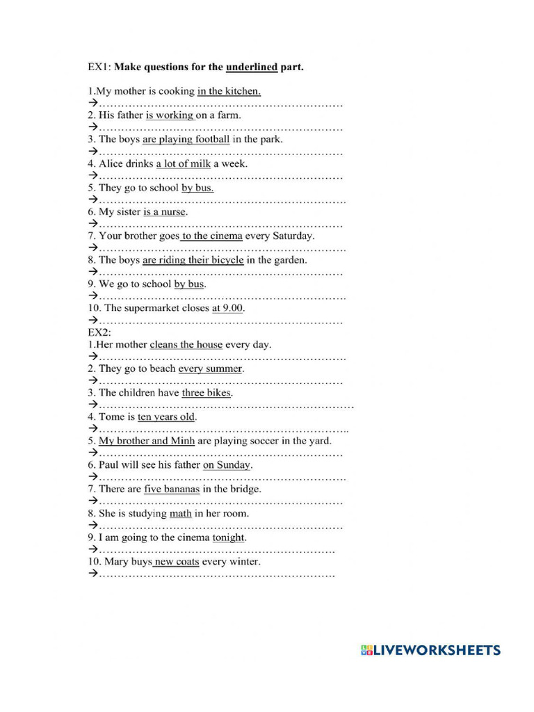 Make Question For The Underlined Part | PDF