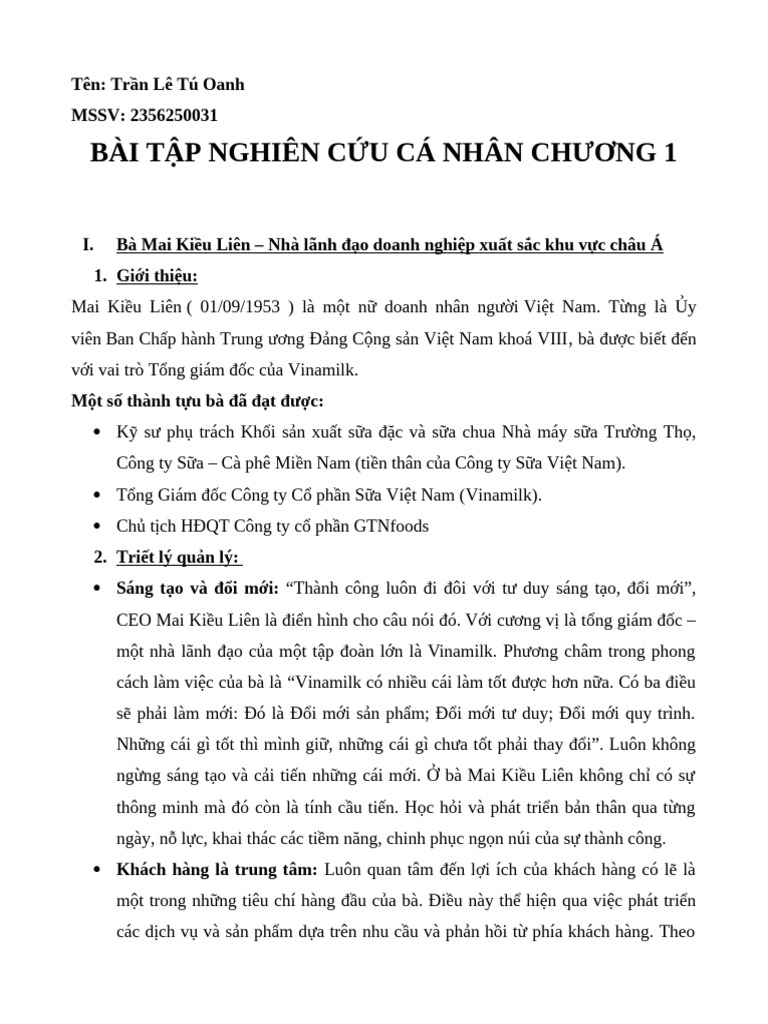 Bai Tap Nghien Cuu CA Nhan Chuong 1 | PDF