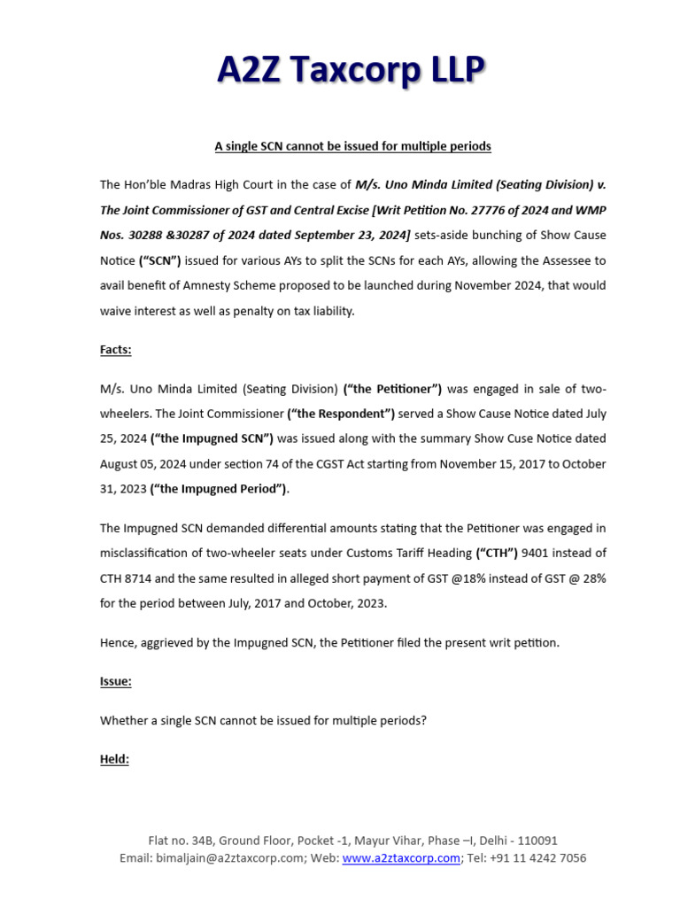 A Single SCN Cannot Be Issued For Multiple Periods | PDF | Justice ...