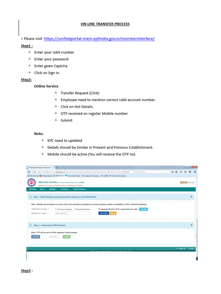 Online Transfer Process | PDF