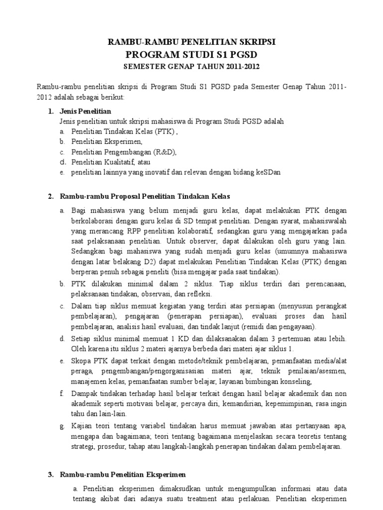 Skripsi Pgsd Kualitatif Ide Judul Skripsi Universitas