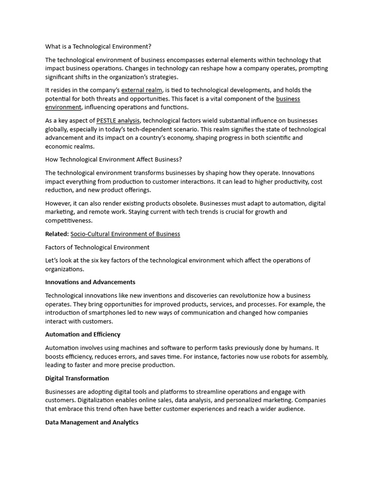 What Is A Technological Environment PDF | PDF | E Commerce | Business