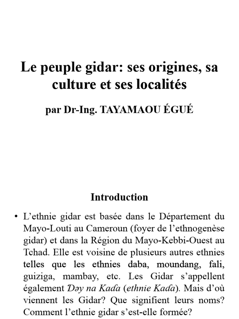 Origines et culture du peuple Gidar | PDF | Ethnicité