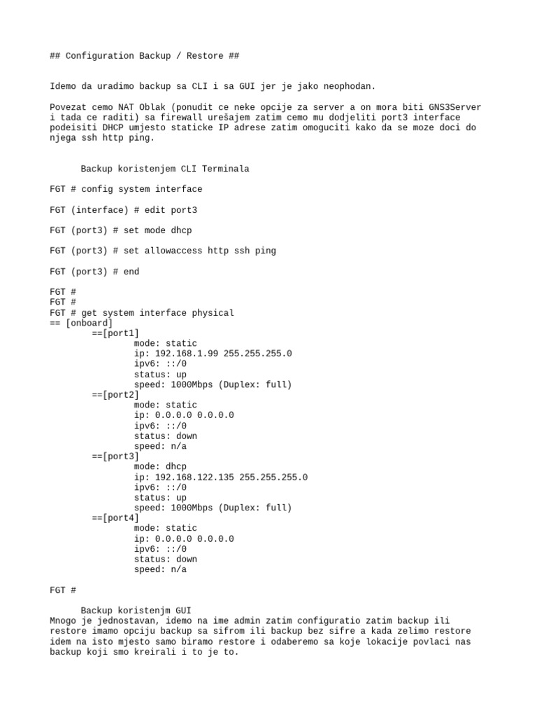 Configuration Backup & Restore | PDF
