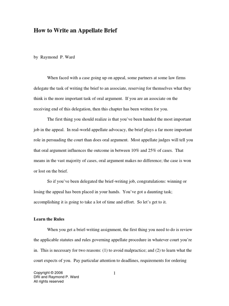 How To Write An Appellate Brief PDF Brief (Law) Standard Of Review