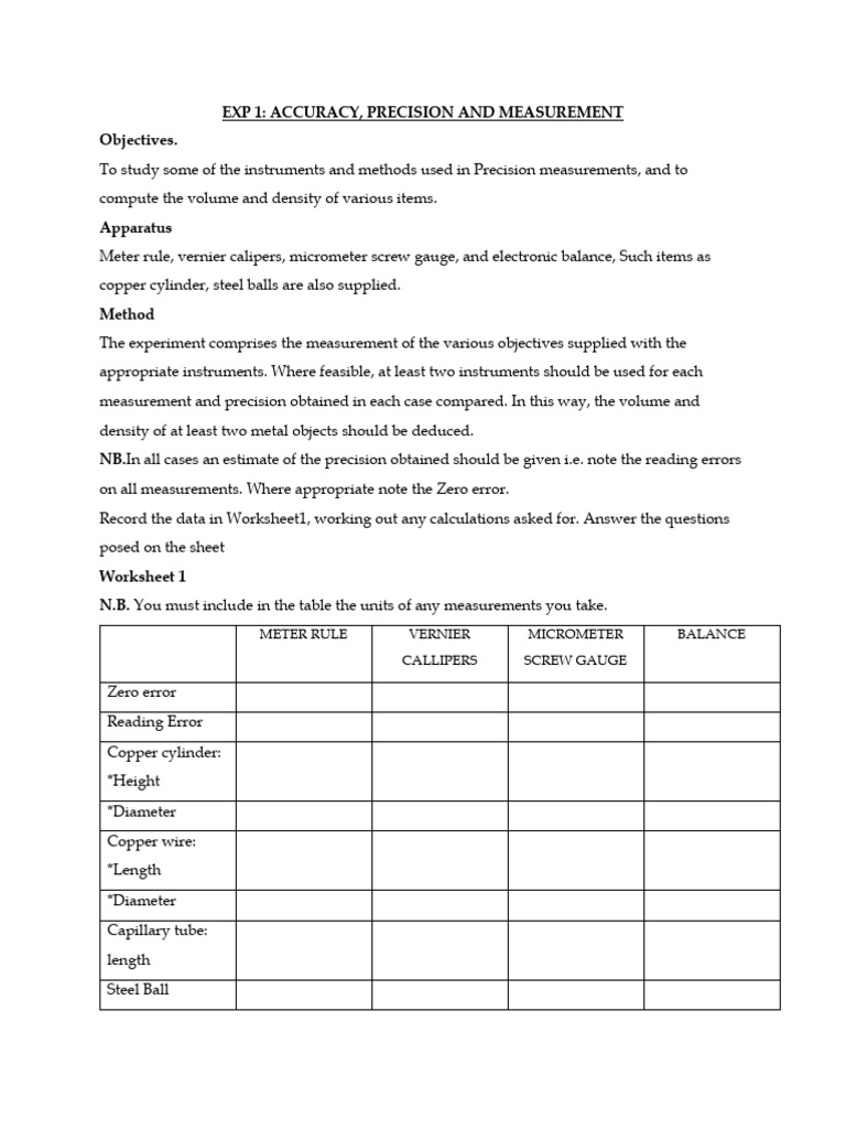 Accuracy,,precision and Measurements | PDF