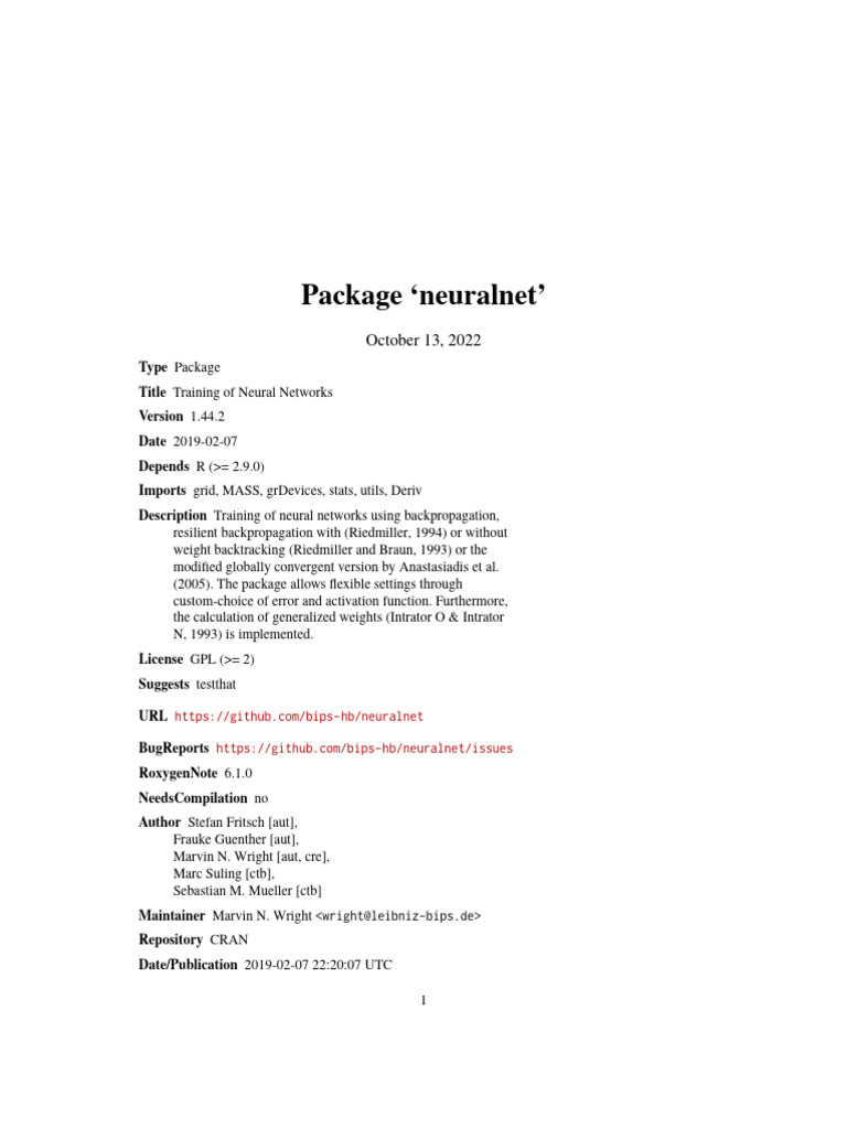 Neural Network Training in R Package | PDF | Artificial Neural Network ...