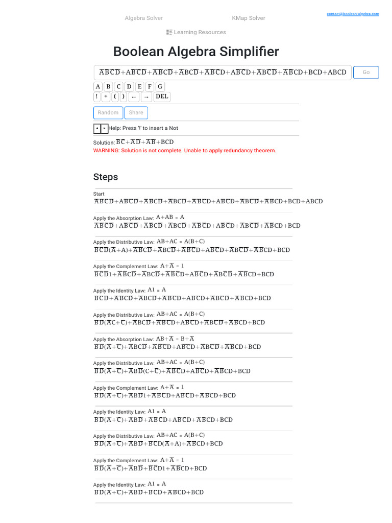 Boolean Algebra Solver - Boolean Expression Calculator | PDF | Algebra ...