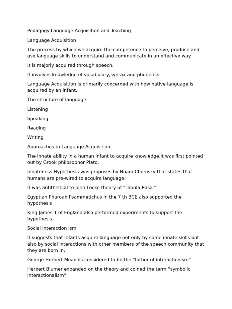 Language Acquisition Insights Pdf Language Acquisition Linguistics